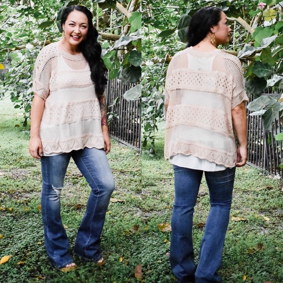 Open Knit Taupe Sweater - Picture 2 of 2